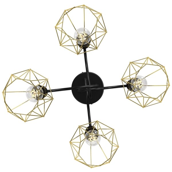 Lustră aplicată BERGEN 4xE27/60W/230V neagră/aurie