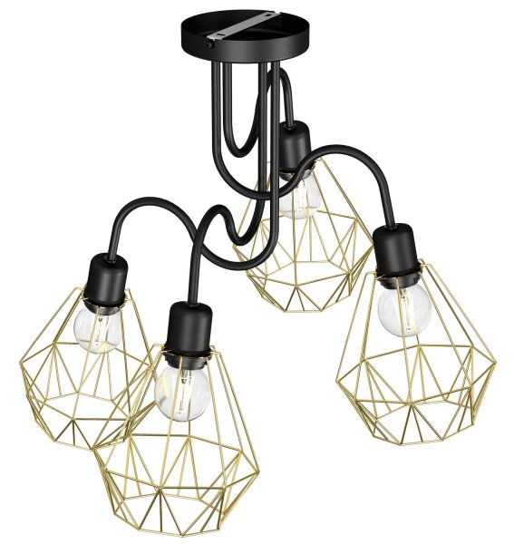 Lustră aplicată BERGEN 4xE27/60W/230V neagră/aurie