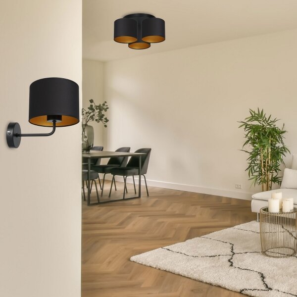Lustră aplicată ARDEN 3xE27/60W/230V negru/auriu