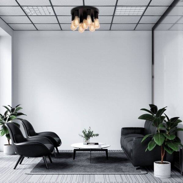 Plafonieră FILO 7xE27/60W/230V neagră