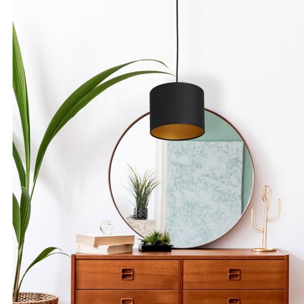 Lustră pe cablu ARDEN 1xE27/60W/230V diametru 18 cm neagră/aurie
