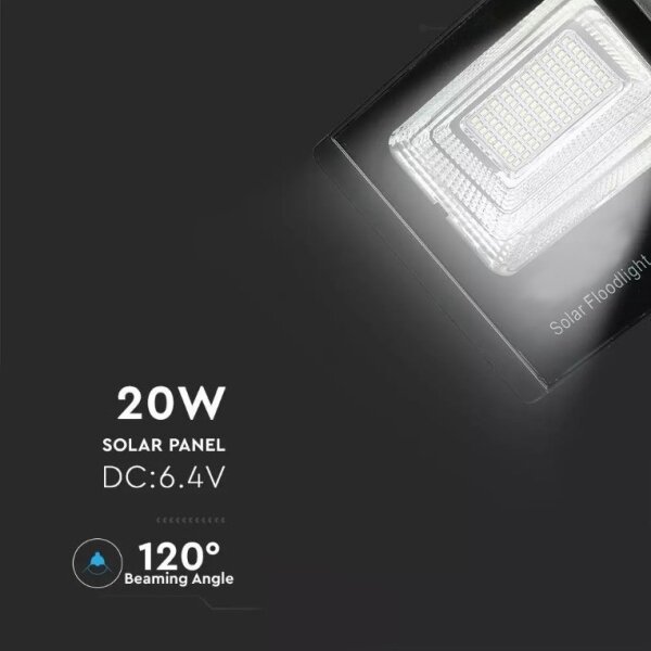 Reflector solar LED reglabil 20W 6,4V 4000K IP65 cu telecomandă