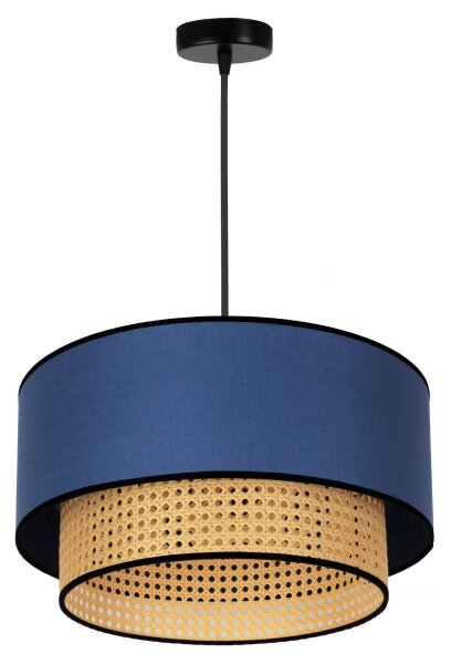 Lustră pe cablu Duolla BOHO 1xE27/15W/230V d. 45 cm albastru/ratan