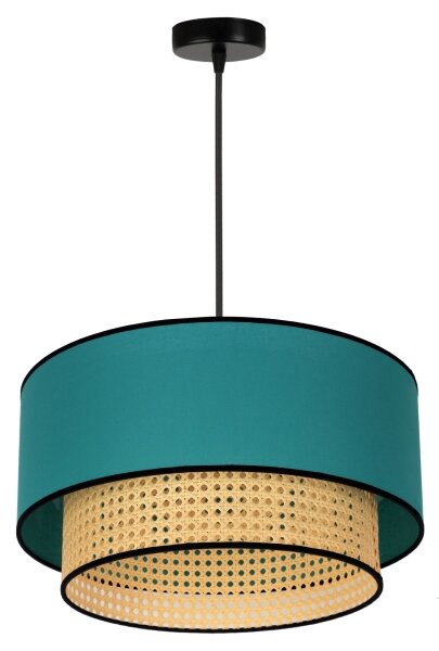 Lustră pe cablu Duolla BOHO 1xE27/15W/230V d. 45 cm turcoaz/ratan