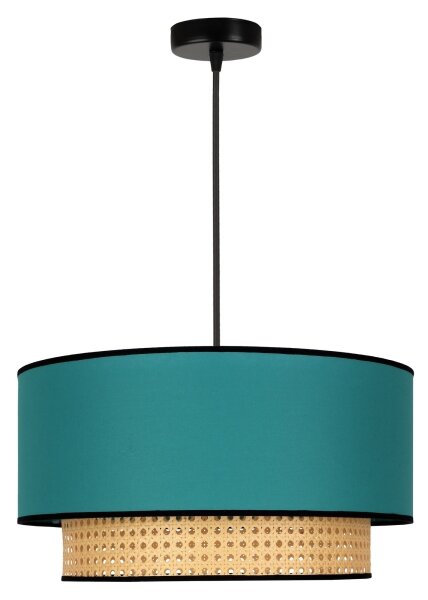 Lustră pe cablu Duolla BOHO 1xE27/15W/230V d. 45 cm turcoaz/ratan