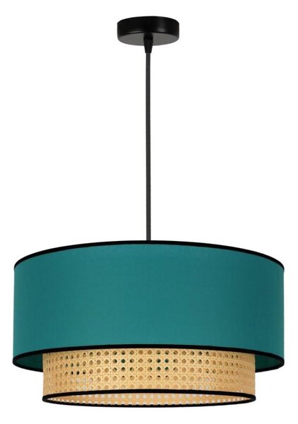 Lustră pe cablu Duolla BOHO 1xE27/15W/230V d. 45 cm turcoaz/ratan