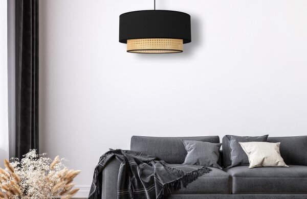 Lustră pe cablu Duolla BOHO 1xE27/15W/230V d. 45 cm negru/ratan