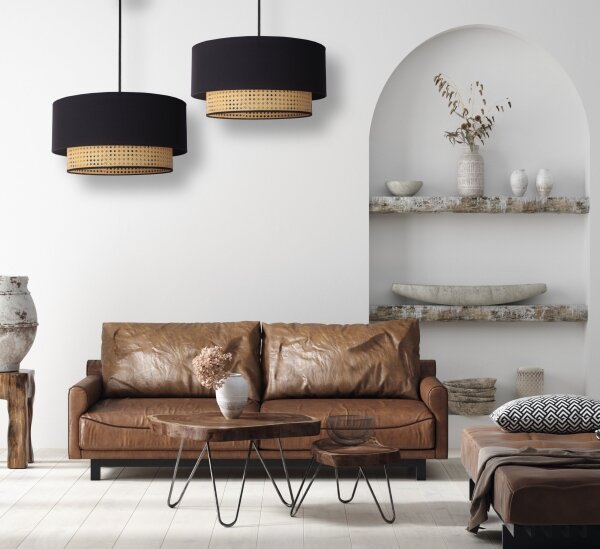 Lustră pe cablu Duolla BOHO 1xE27/15W/230V d. 45 cm negru/ratan