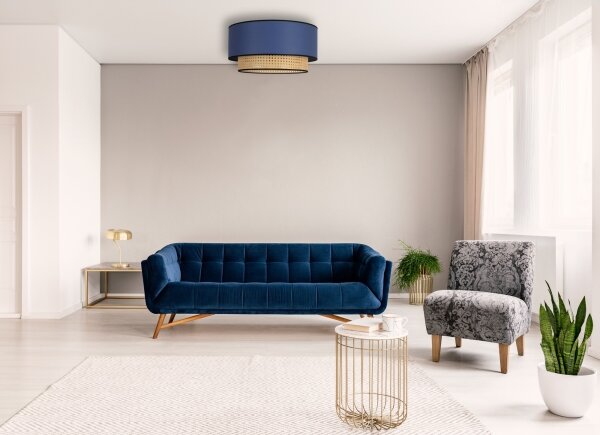 Plafonieră Duolla BOHO 1xE27/15W/230V d. 45 cm albastru/ratan