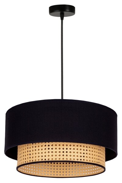 Lustră pe cablu Duolla BOHO 1xE27/15W/230V d. 45 cm negru/ratan