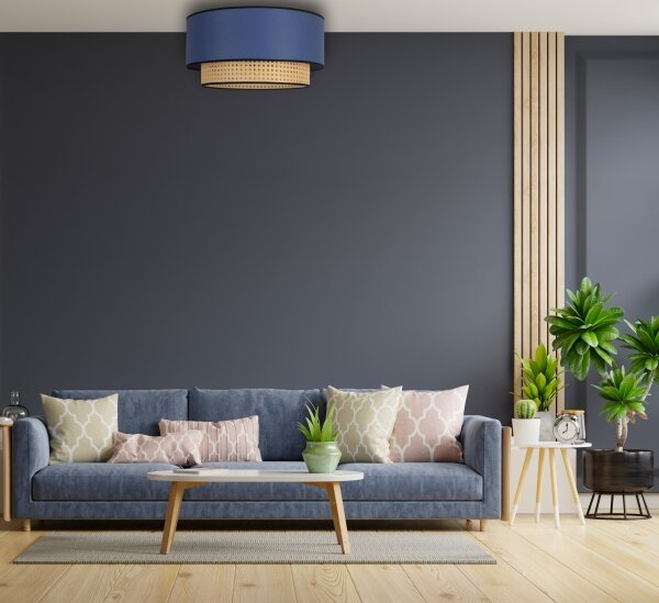 Plafonieră Duolla BOHO 1xE27/15W/230V d. 45 cm albastru/ratan