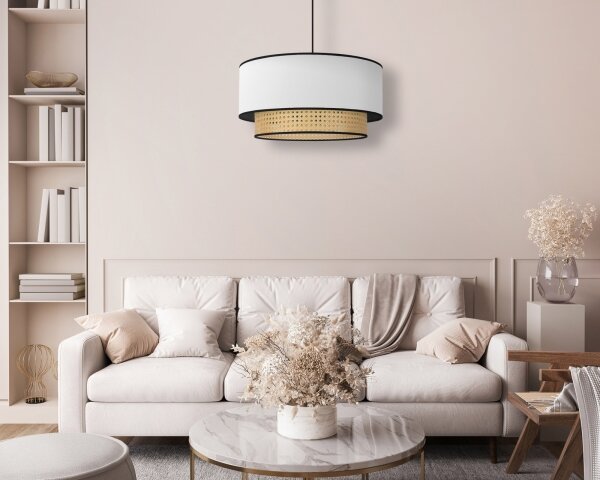 Lustră pe cablu Duolla BOHO 1xE27/15W/230V d. 45 cm alb/ratan