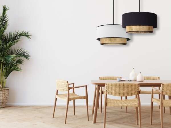 Lustră pe cablu Duolla BOHO 1xE27/15W/230V d. 45 cm alb/ratan