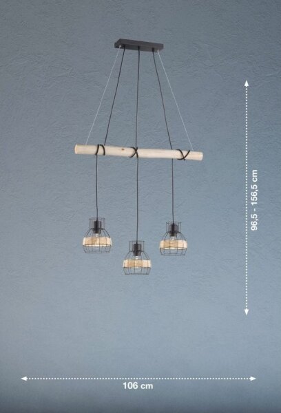 Lustră pe cablu STRAW 3xE27/40W/230V Fischer & Honsel 60798