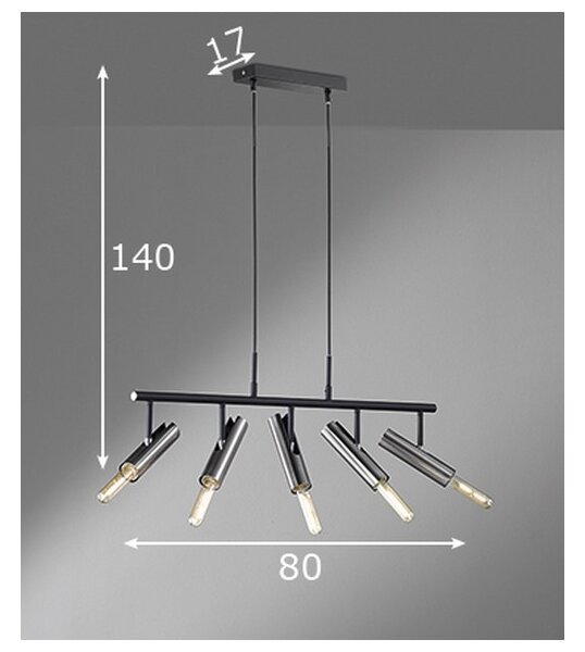 Lustră pe cablu DEAN 5xE27/25W/230V Fischer & Honsel 60369