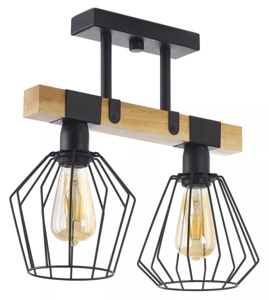 Lustră aplicată CAMEROON 2xE27/60W/230V neagră/lemn