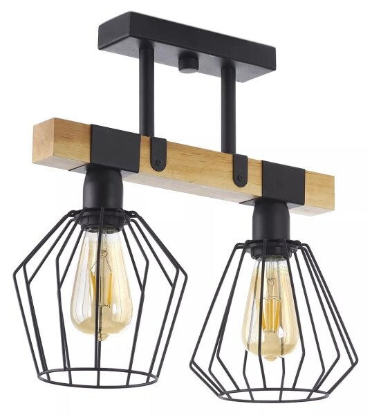 Lustră aplicată CAMEROON 2xE27/60W/230V neagră/lemn