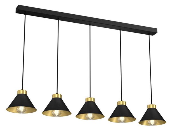 Lustră pe cablu DEMET 5xE27/60W/230V neagră/aurie
