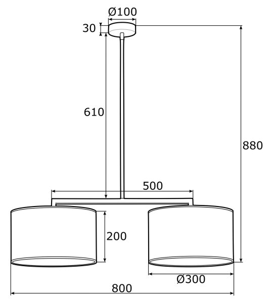 Lustră pe tijă KARIN 2xE27/15W/230V neagră Argon 0899