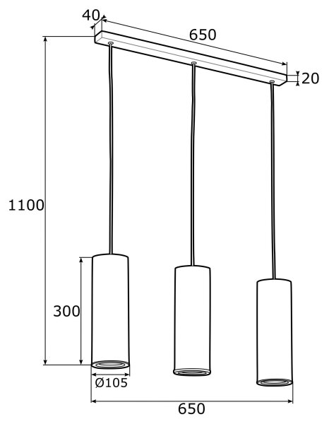 Lustră pe cablu LINEA 3xE27/15W/230V alamă/neagră Argon 1486