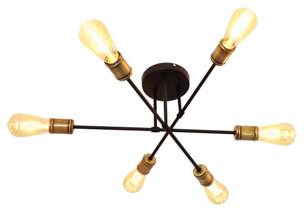 Lustră aplicată CAMBRIDGE 6xE27/20W/230V neagră/aurie