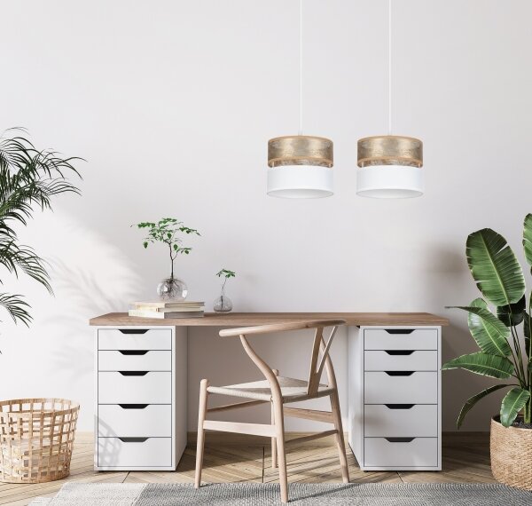 Lustră pe cablu LIMA 2xE27/60W/230V aurie/albă