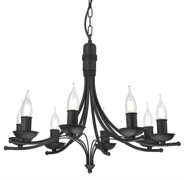 Lustră pe lanț LUCY 8xE14/60W/230V negru