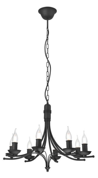 Lustră pe lanț LUCY 8xE14/60W/230V negru