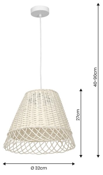 Lustră pe cablu VIMINI 1xE27/40W/230V ratan