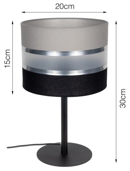 Lampă de masă CORAL 1xE27/60W/230V neagră/gri