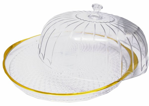 Platou rotund Pufo Cookies cu capac transparent pentru servire torturi, aperitive, prajituri, branzeturi, 30 cm