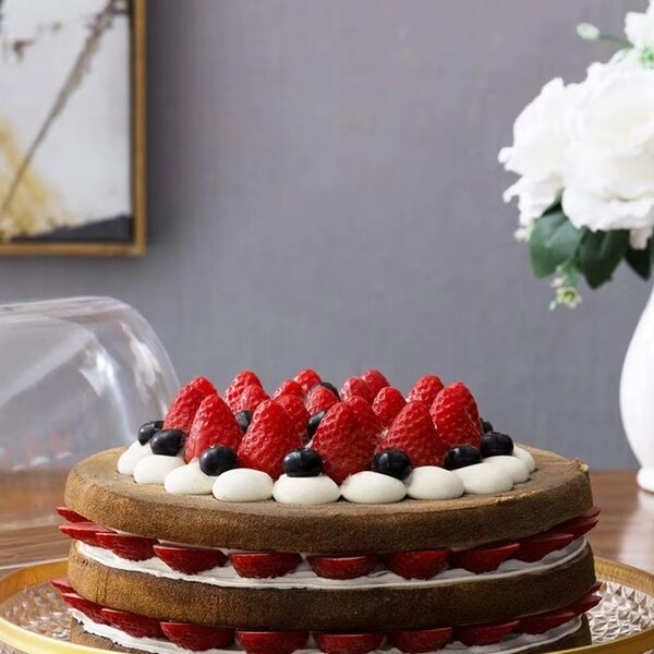 Platou rotund Pufo Cookies cu capac transparent pentru servire torturi, aperitive, prajituri, branzeturi, 30 cm