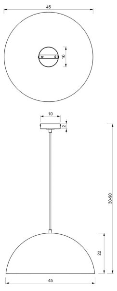 Lustră pe cablu BETA 1xE27/60W/230V d. 45 cm neagră