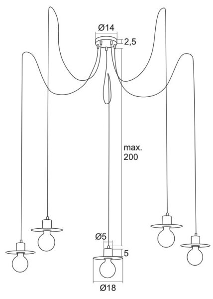 Lustră pe cablu CORSO 5xE27/15W/230V crom lucios Argon 2079
