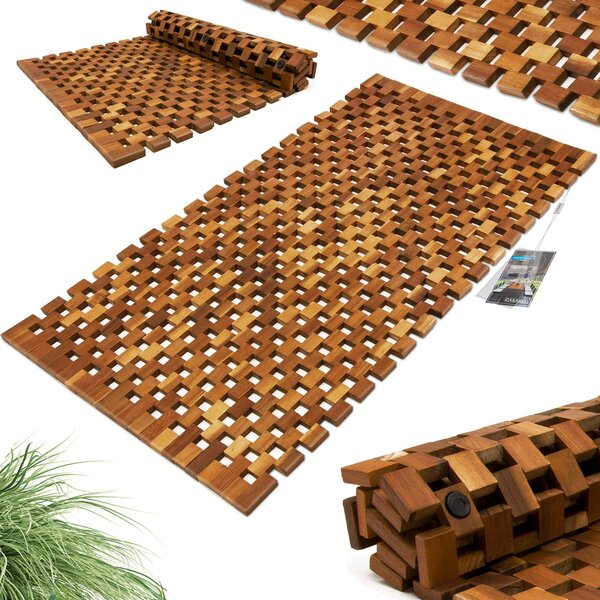 Covoraș de baie CUBE, lemn de acacia, 80x50x1cm, maro Casaria