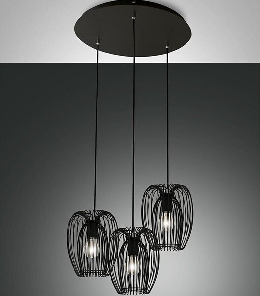 Lustră pe cablu CAMP 3xE27/40W/230V neagră Fabas Luce 3677-47-101
