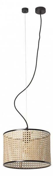 Lustră pe cablu MAMBO 1xE27/15W/230V ratan/neagră FARO 64314-48