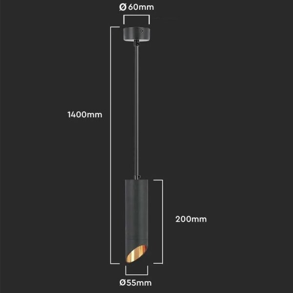 Lustră pe tijă 1xGU10/35W/230V 20 cm neagră