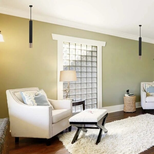Lustră pe tijă 1xGU10/35W/230V 50 cm neagră/aurie