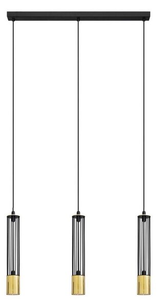 LED Lustră pe cablu BARS 3xGU10/4,8W/230V neagră/aurie