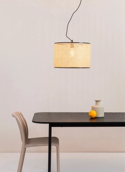Lustră pe cablu MAMBO 1xE27/15W/230V d. 45 cm ratan/negru FARO 64314-49