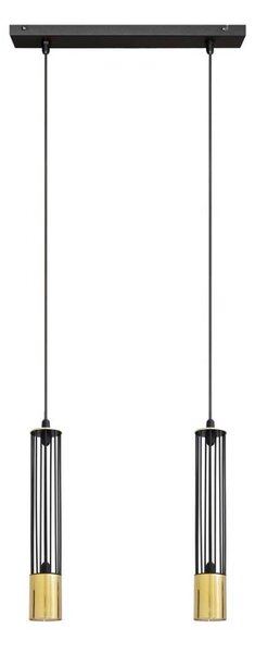 LED Lustră pe cablu BARS 2xGU10/4,8W/230V neagră/aurie