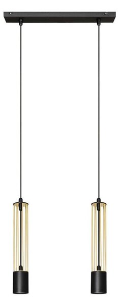 LED Lustră pe cablu BARS 2xGU10/4,8W/230V neagră/aurie