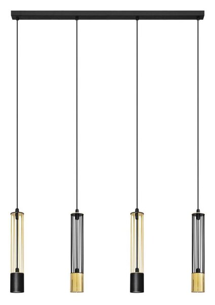 LED Lustră pe cablu BARS 4xGU10/4,8W/230V neagră/aurie