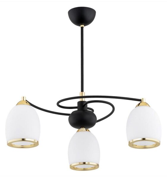 Lustră pe tijă AVILA PLUS 3xE27/15W/230V neagră/aurie/albă Argon 6144