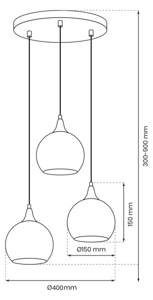 Lustră pe cablu MONTE 3xE27/60W/230V crom mat