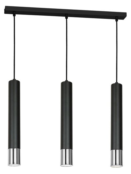 Lustră pe cablu NEST 3xGU10/8W/230V neagră/crom lucios