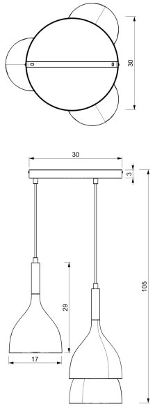 Lustră pe cablu NOAK 3xE27/60W/230V neagră/crom lucios
