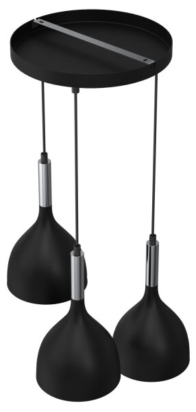 Lustră pe cablu NOAK 3xE27/60W/230V neagră/crom lucios