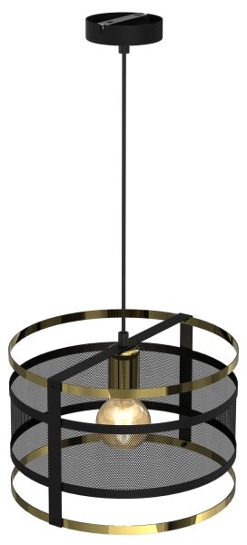 Lustră pe cablu RIM 1xE27/60W/230V neagră/aurie